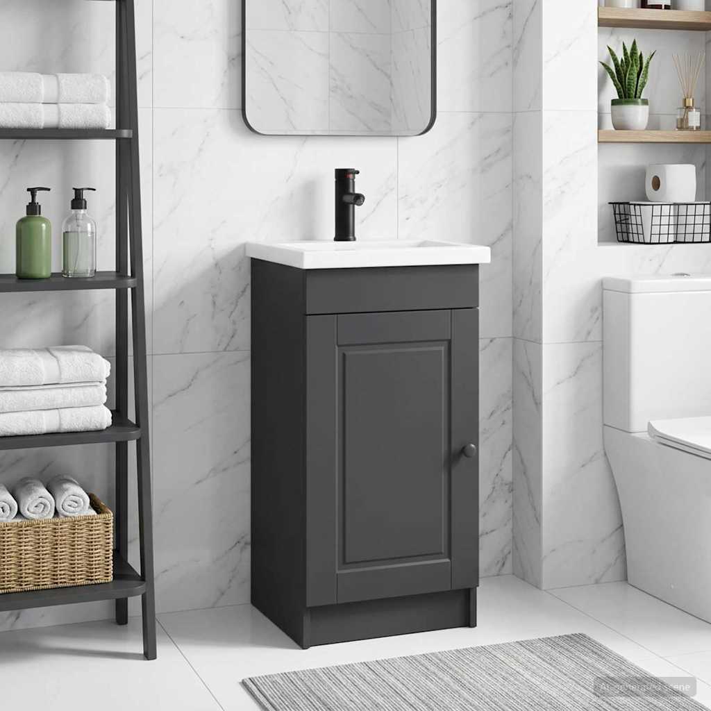 Καθρέφτης μπάνιου με νιπτήρα Μαύρο 42 x 40 x 84,5 εκ - Pakobazaar