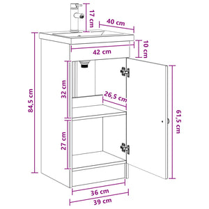 Καθρέφτης μπάνιου με νιπτήρα Μαύρο 42 x 40 x 84,5 εκ - Pakobazaar