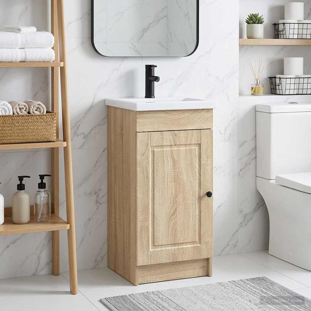 Καθρέφτης μπάνιου με νιπτήρα Sonoma Δρυς 42 x 40 x 84,5 εκ - Pakobazaar