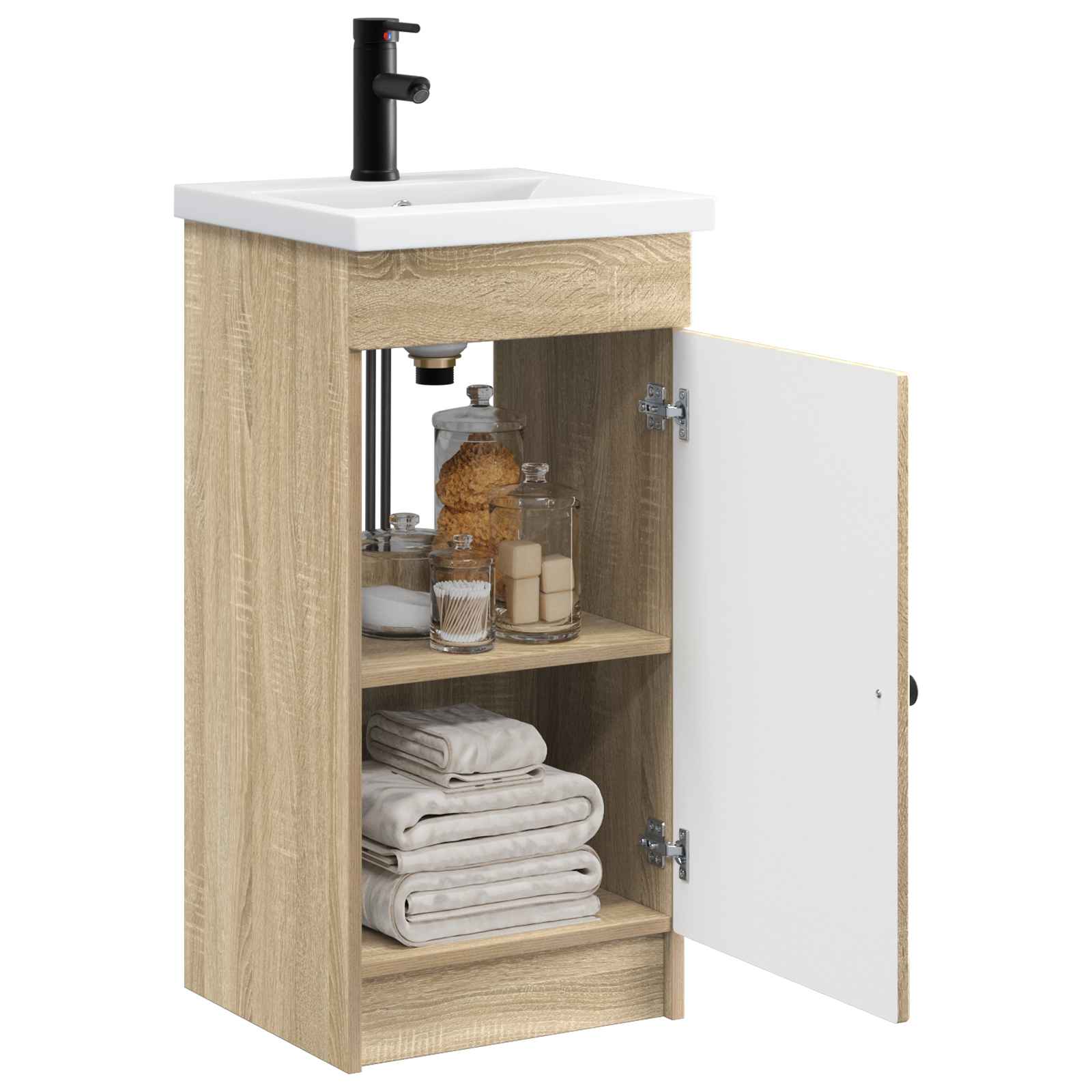 Καθρέφτης μπάνιου με νιπτήρα Sonoma Δρυς 42 x 40 x 84,5 εκ - Pakobazaar