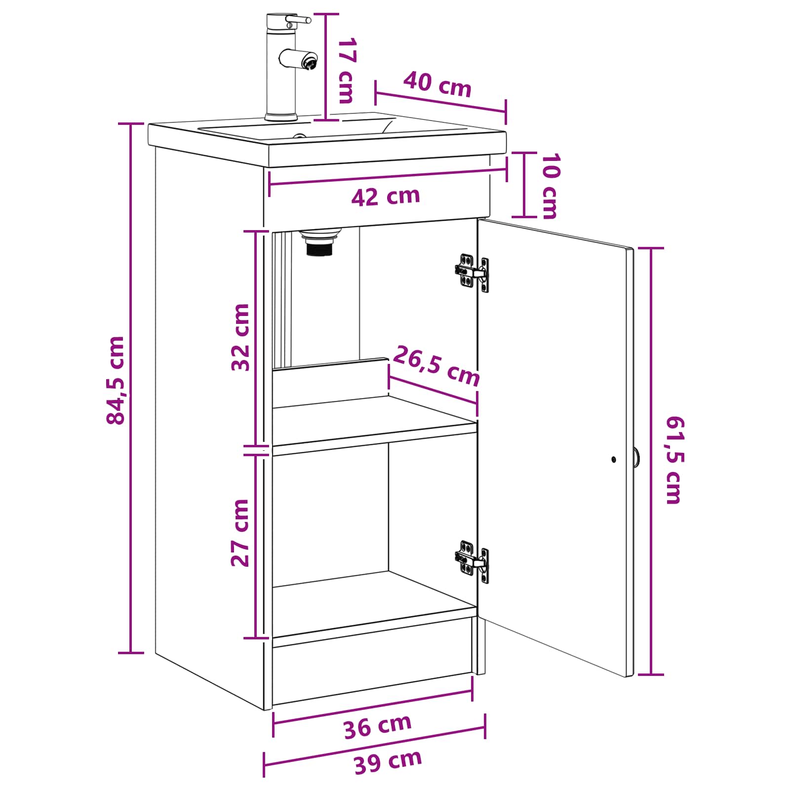 Καθρέφτης μπάνιου με νιπτήρα Artisan Δρυς 42 x 40 x 84,5 εκ - Pakobazaar