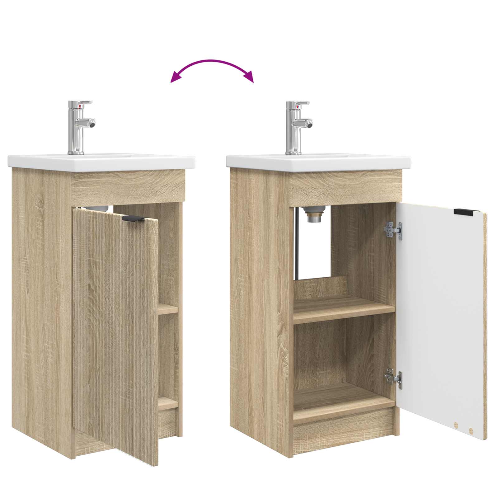 Καθρέφτης μπάνιου με νιπτήρα Sonoma Δρυς 42 x 40 x 84,5 εκ - Pakobazaar