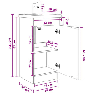 Καθρέφτης μπάνιου με νιπτήρα Sonoma Δρυς 42 x 40 x 84,5 εκ - Pakobazaar