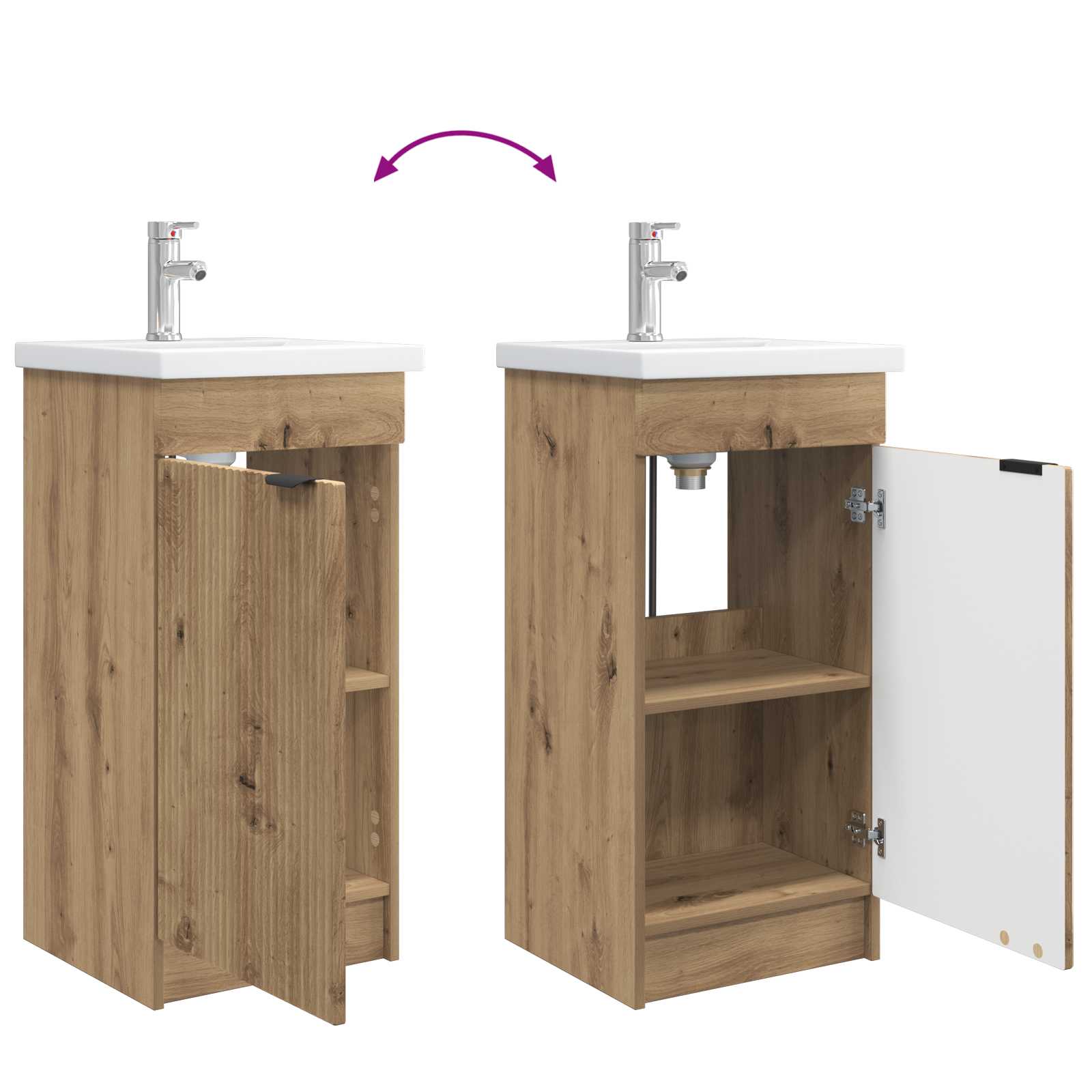 Καθρέφτης μπάνιου με νιπτήρα Artisan Δρυς 42 x 40 x 84,5 εκ - Pakobazaar