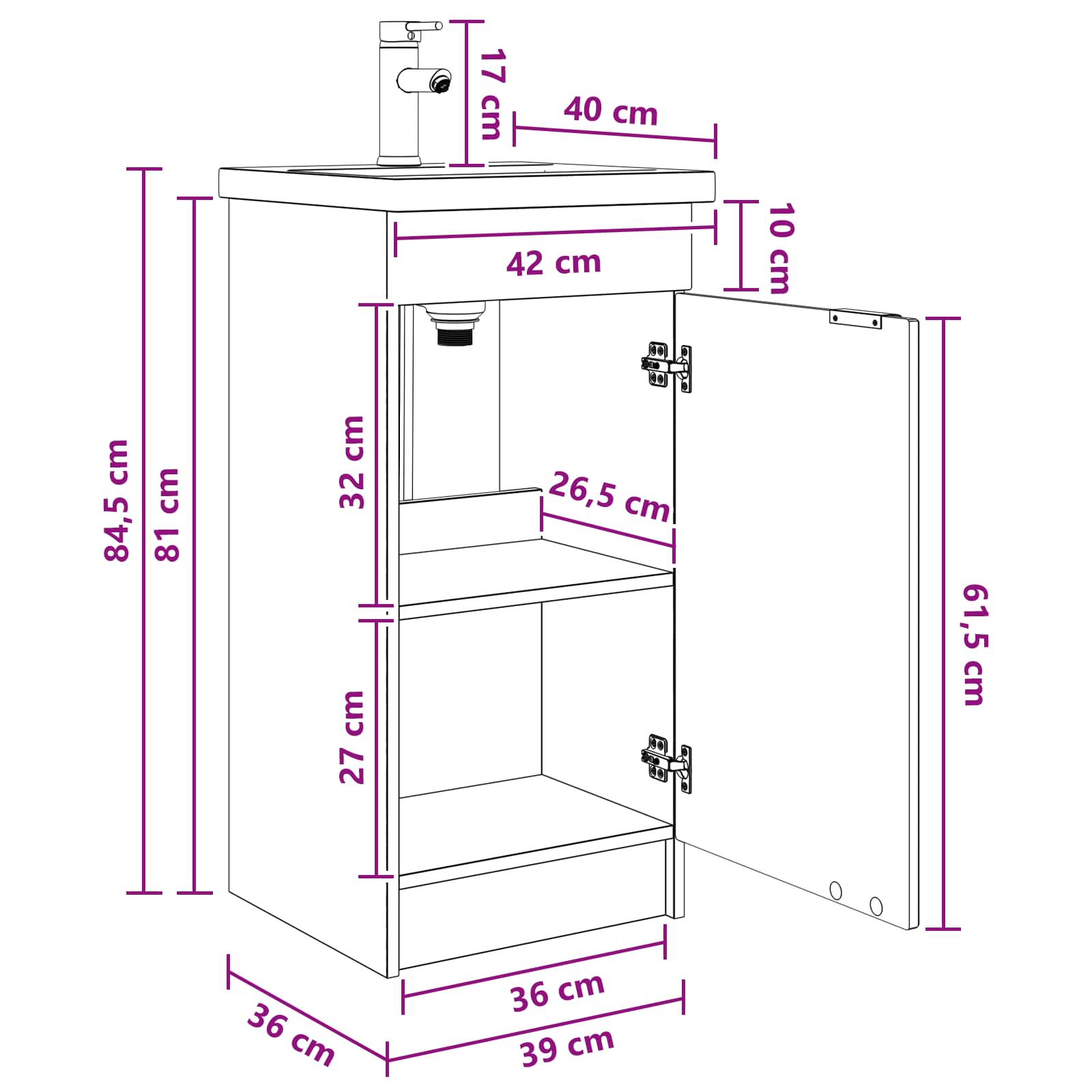 Καθρέφτης μπάνιου με νιπτήρα Artisan Δρυς 42 x 40 x 84,5 εκ - Pakobazaar