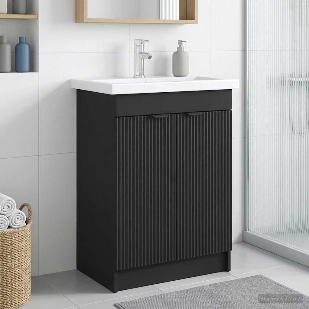 Ντουλάπι κάτω από τον νιπτήρα Μαύρο 56 x 37,5 x 81 εκ - Pakobazaar