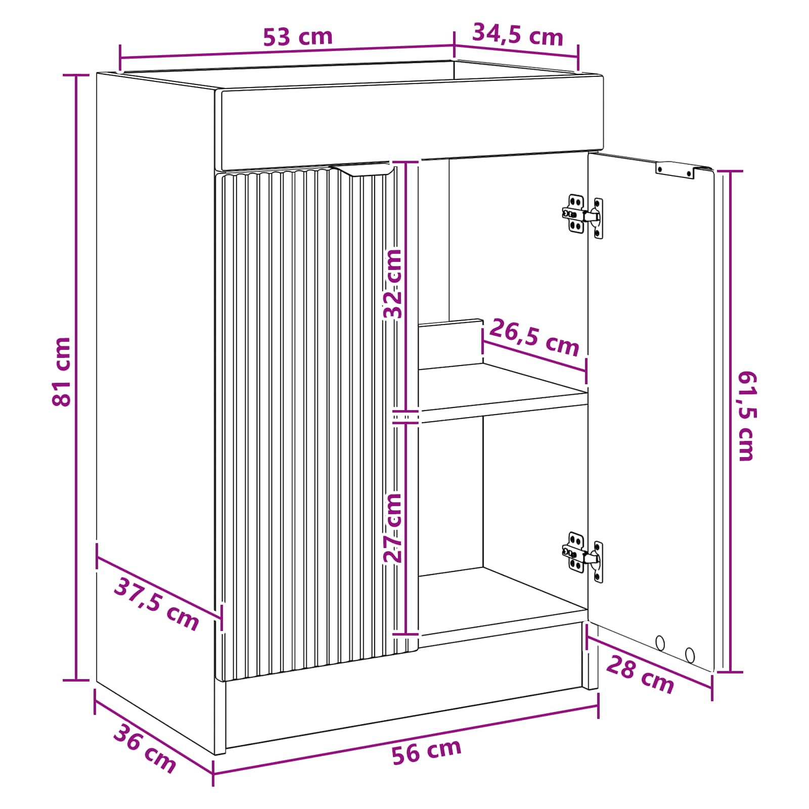 Ντουλάπι κάτω από τον νιπτήρα Sonoma Δρυς 56 x 37,5 x 81 εκ - Pakobazaar