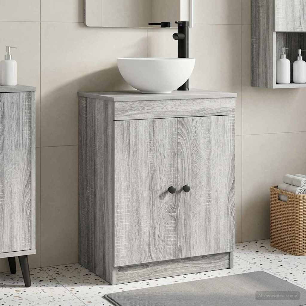Καθρέφτης μπάνιου με νιπτήρα Γκρι Sonoma 54 x 35 x 83 εκ - Pakobazaar