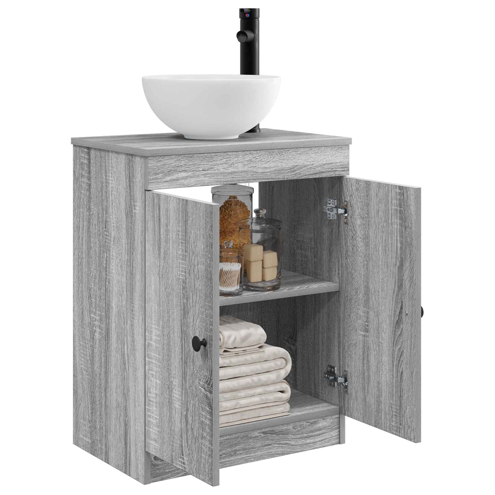 Καθρέφτης μπάνιου με νιπτήρα Γκρι Sonoma 54 x 35 x 83 εκ - Pakobazaar