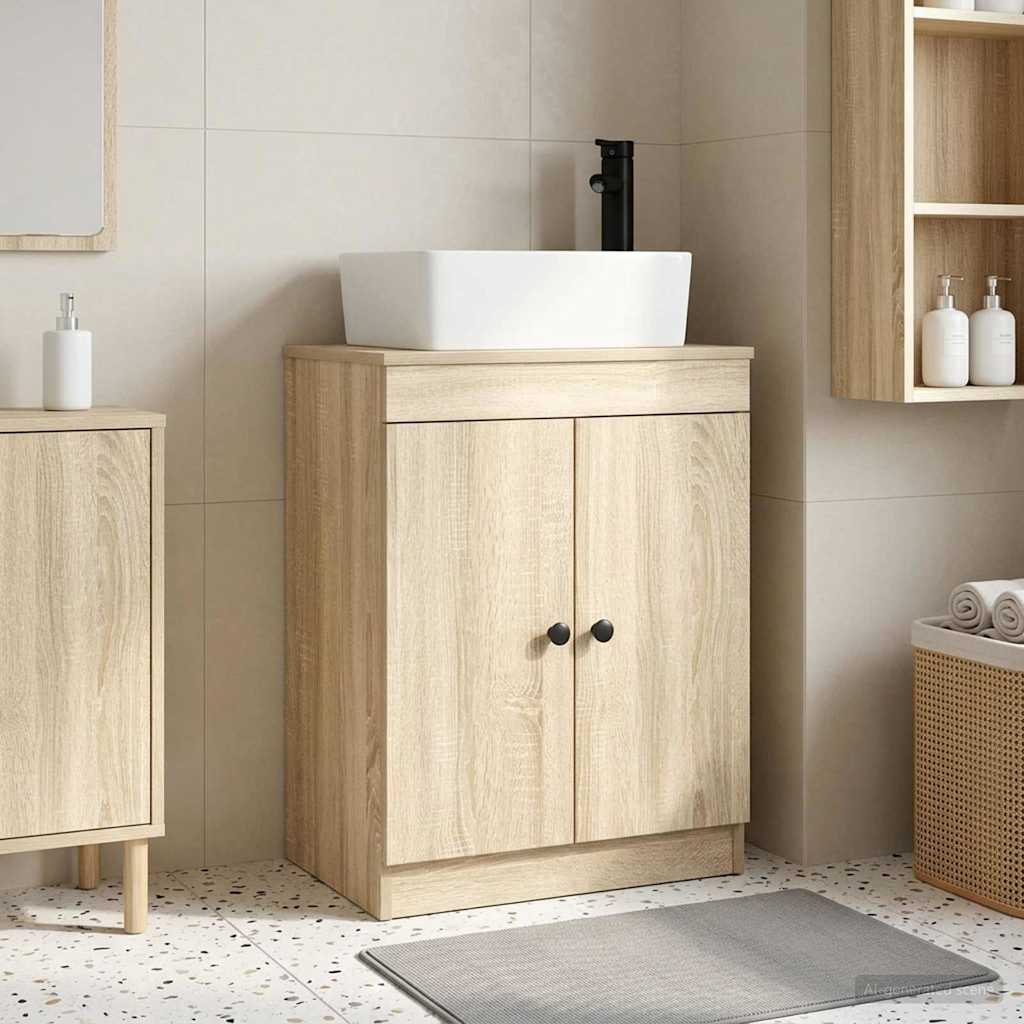 Καθρέφτης μπάνιου με νιπτήρα Sonoma Δρυς 54 x 35 x 83 εκ - Pakobazaar
