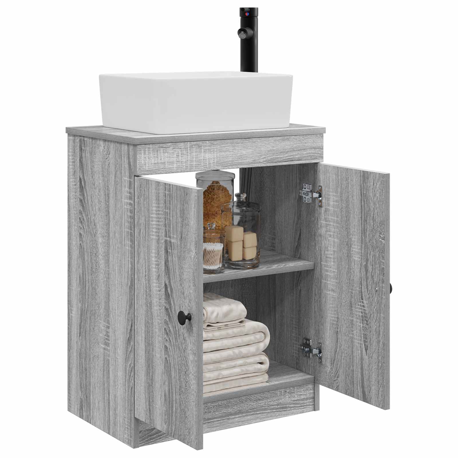 Καθρέφτης μπάνιου με νιπτήρα Γκρι Sonoma 54 x 35 x 83 εκ - Pakobazaar