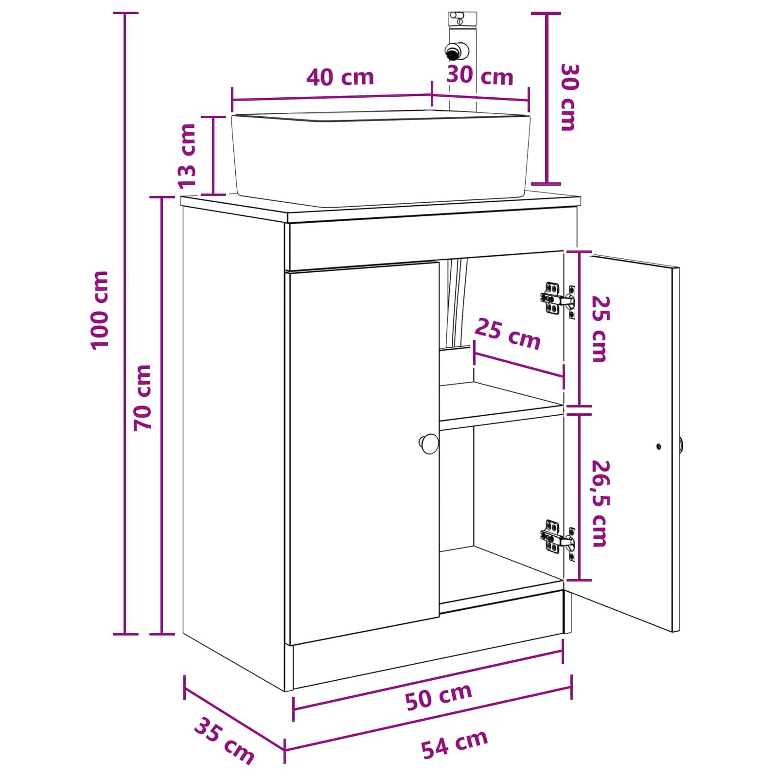 Καθρέφτης μπάνιου με νιπτήρα Γκρι Sonoma 54 x 35 x 83 εκ - Pakobazaar