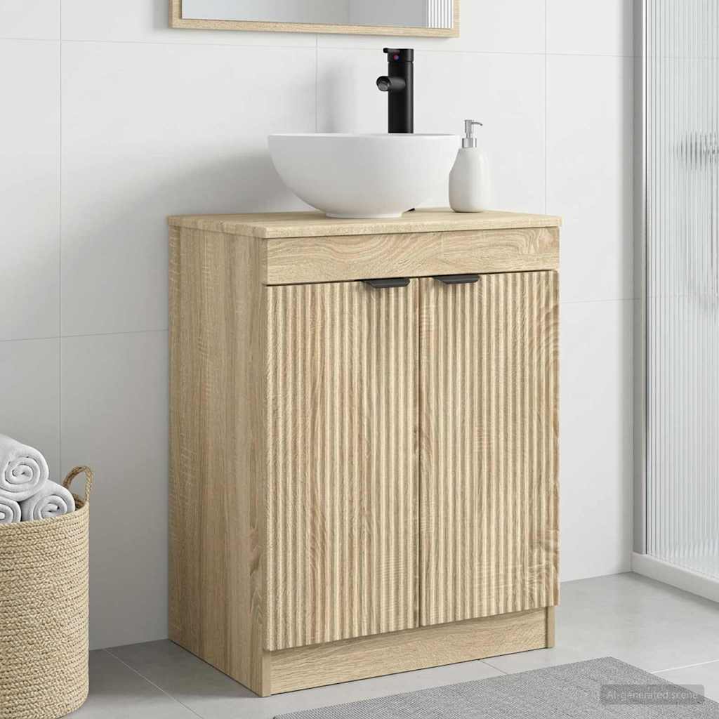 Καθρέφτης μπάνιου με νιπτήρα Sonoma Δρυς 54 x 35 x 83 εκ - Pakobazaar