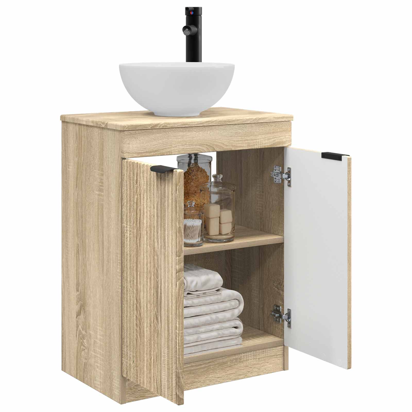 Καθρέφτης μπάνιου με νιπτήρα Sonoma Δρυς 54 x 35 x 83 εκ - Pakobazaar
