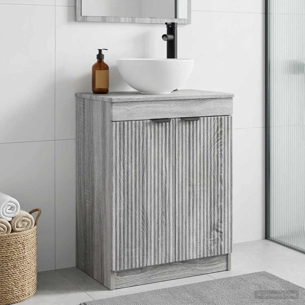 Καθρέφτης μπάνιου με νιπτήρα Γκρι Sonoma 54 x 35 x 83 εκ - Pakobazaar
