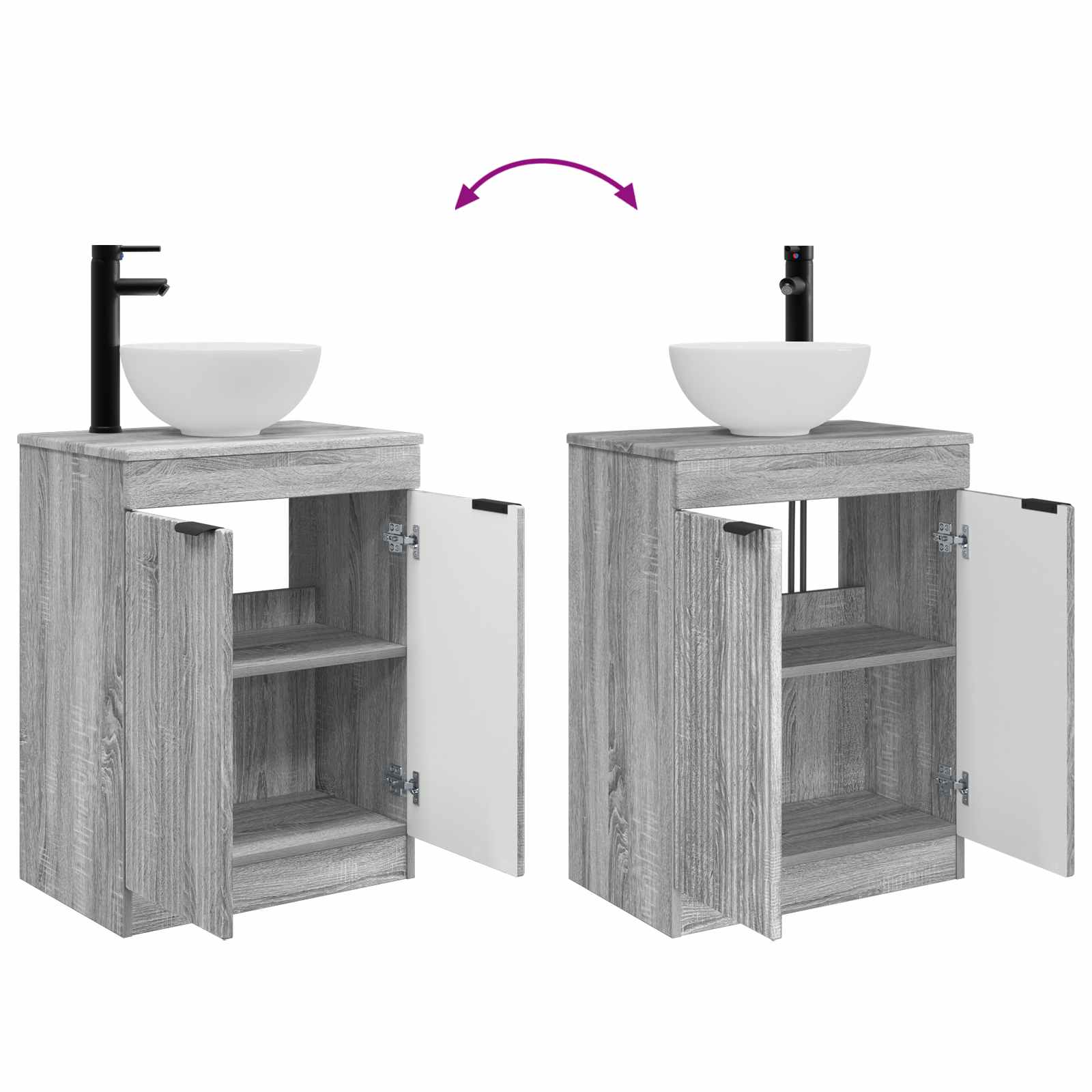 Καθρέφτης μπάνιου με νιπτήρα Γκρι Sonoma 54 x 35 x 83 εκ - Pakobazaar