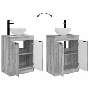 Καθρέφτης μπάνιου με νιπτήρα Γκρι Sonoma 54 x 35 x 83 εκ - Pakobazaar