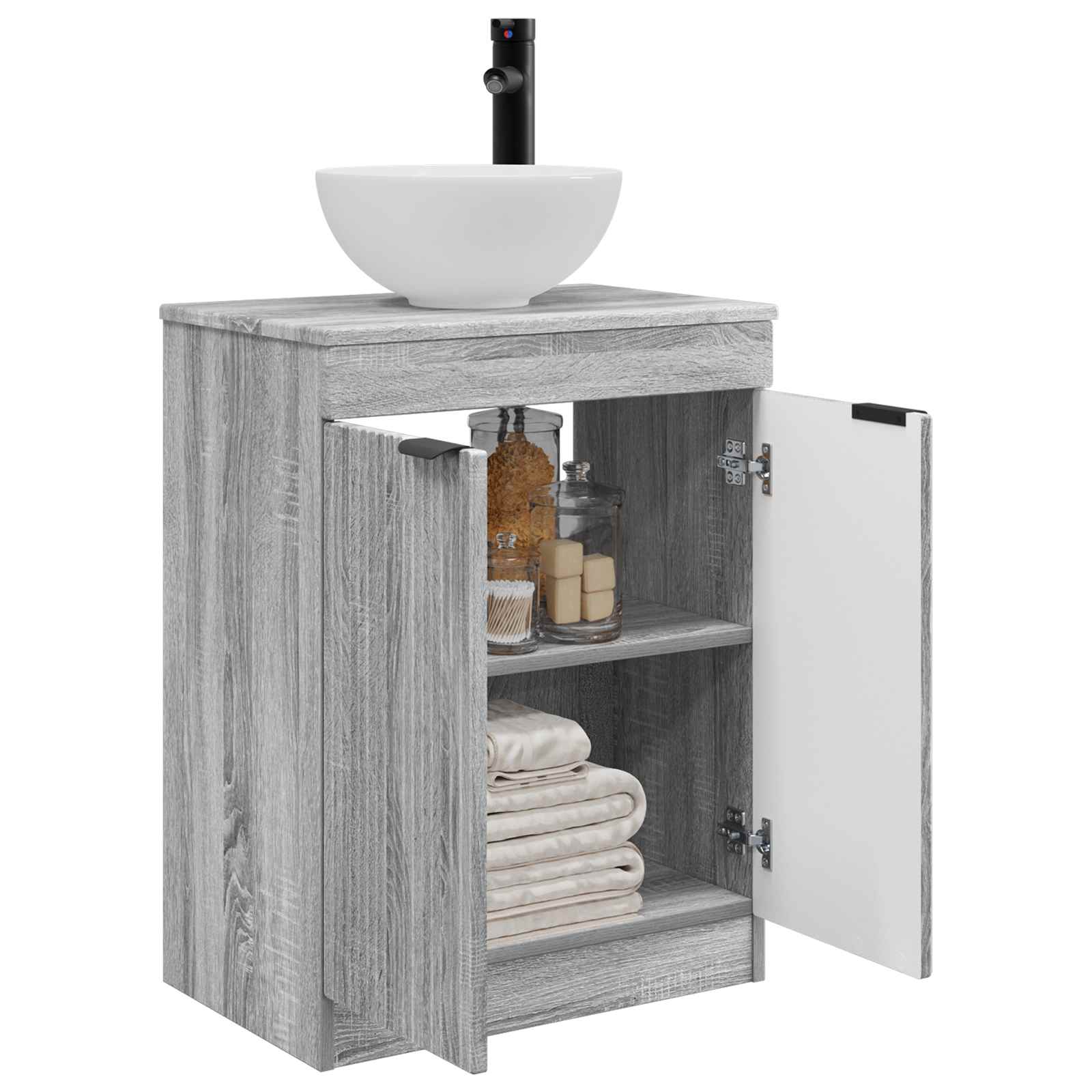 Καθρέφτης μπάνιου με νιπτήρα Γκρι Sonoma 54 x 35 x 83 εκ - Pakobazaar