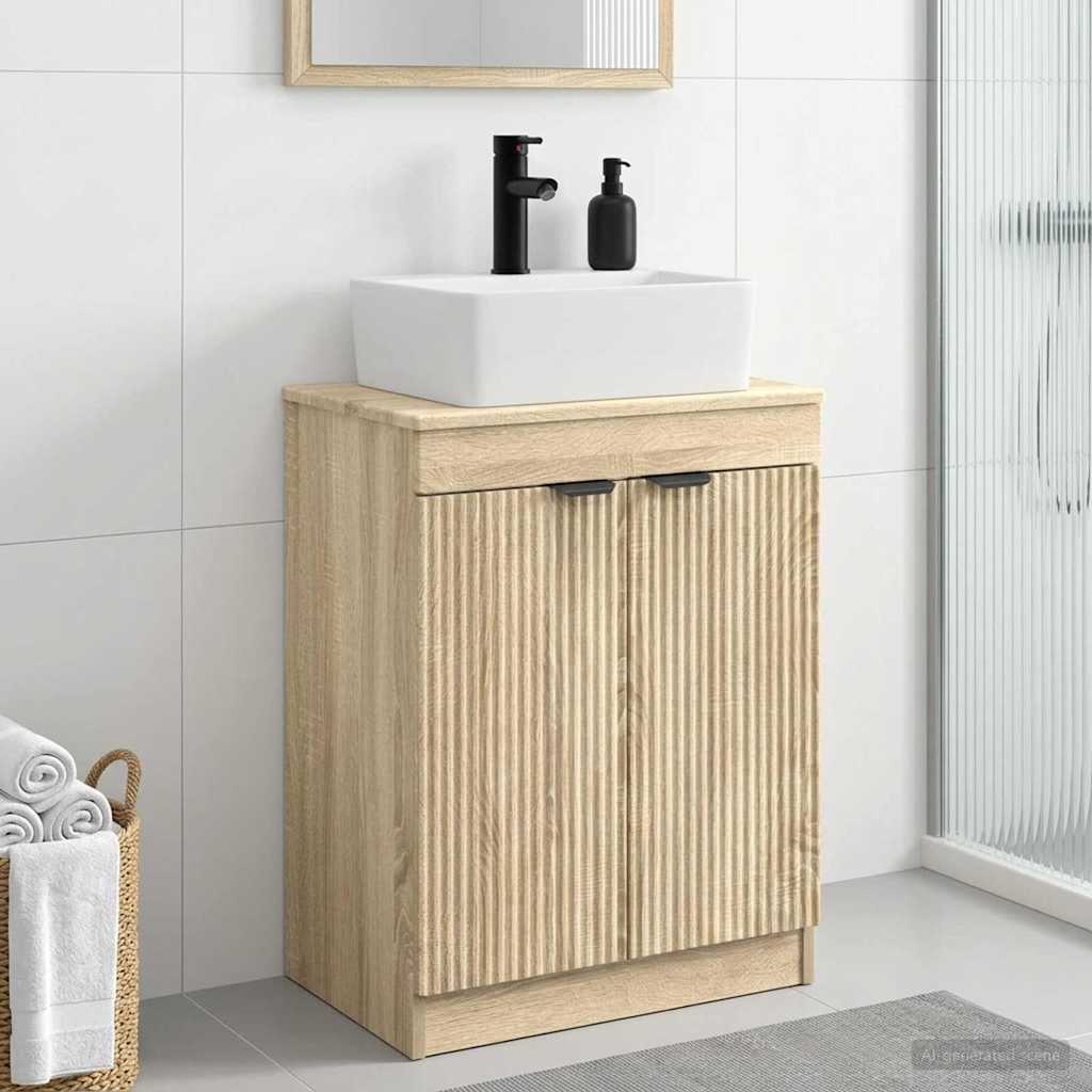 Καθρέφτης μπάνιου με νιπτήρα Sonoma Δρυς 54 x 35 x 83 εκ - Pakobazaar