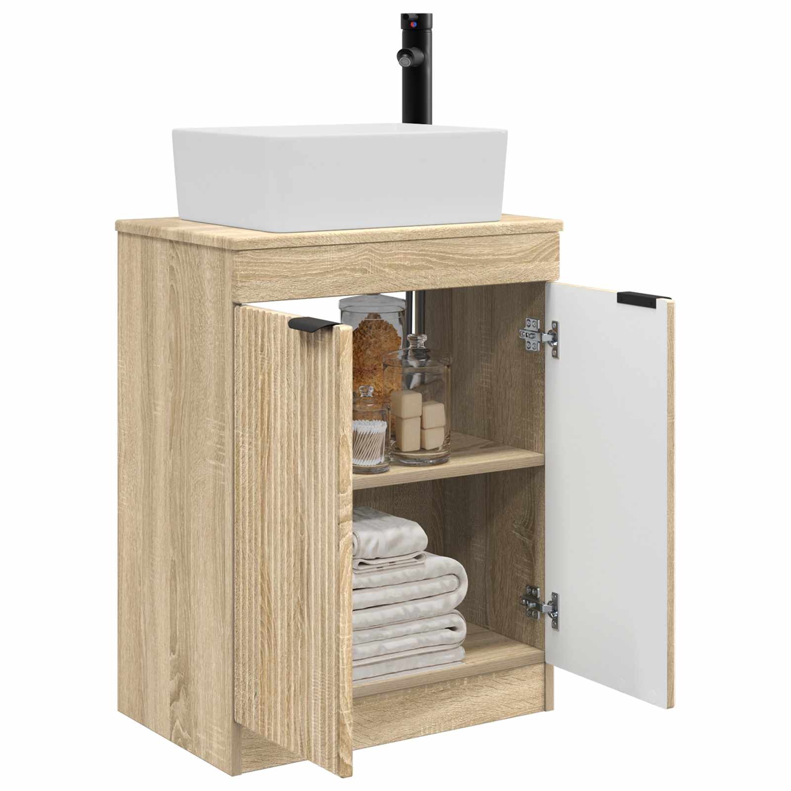 Καθρέφτης μπάνιου με νιπτήρα Sonoma Δρυς 54 x 35 x 83 εκ - Pakobazaar