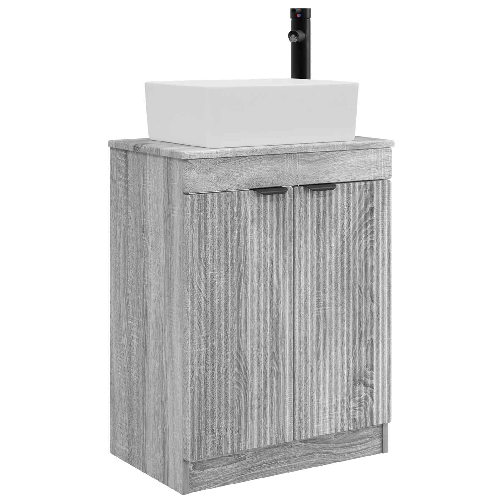 Καθρέφτης μπάνιου με νιπτήρα Γκρι Sonoma 54 x 35 x 83 εκ - Pakobazaar
