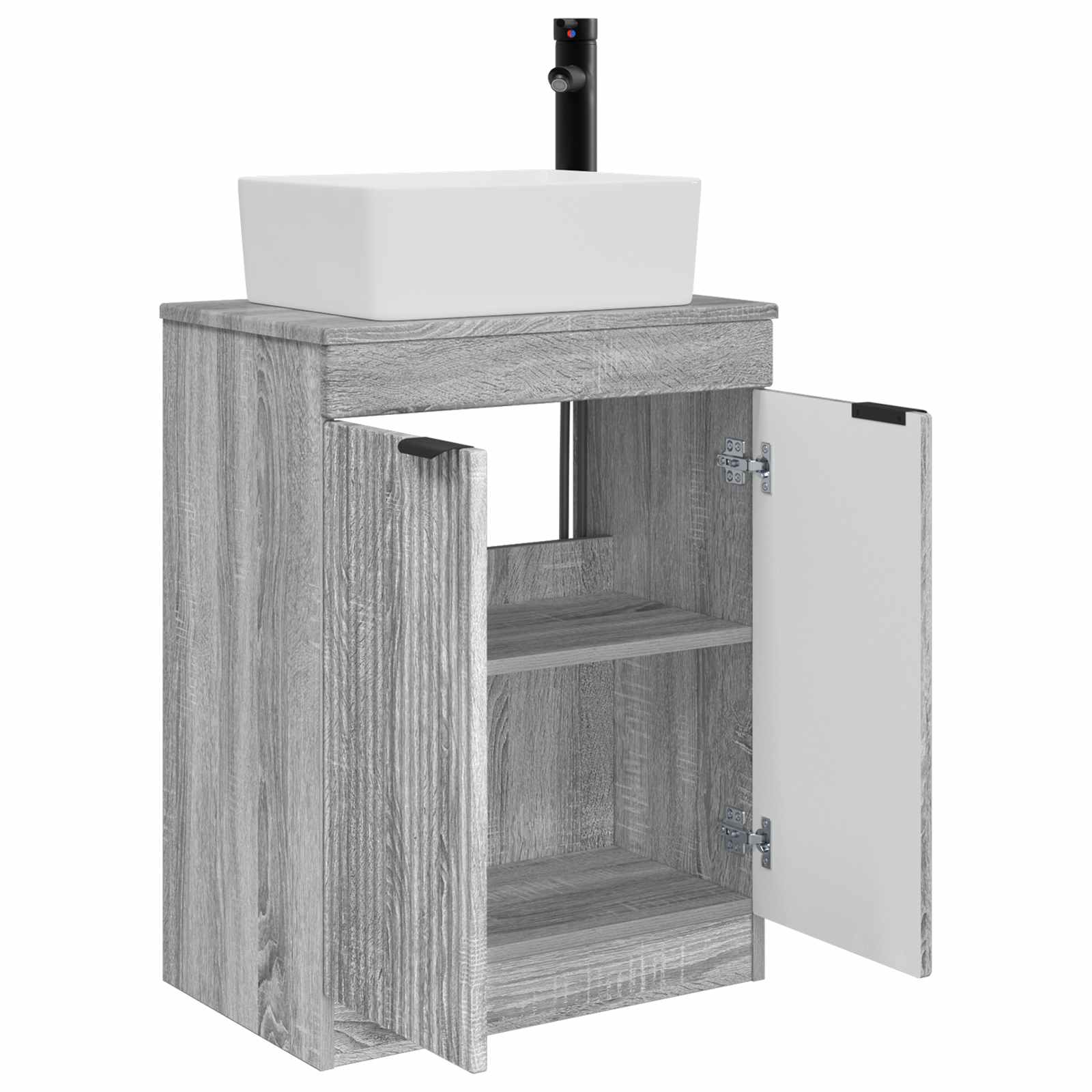 Καθρέφτης μπάνιου με νιπτήρα Γκρι Sonoma 54 x 35 x 83 εκ - Pakobazaar