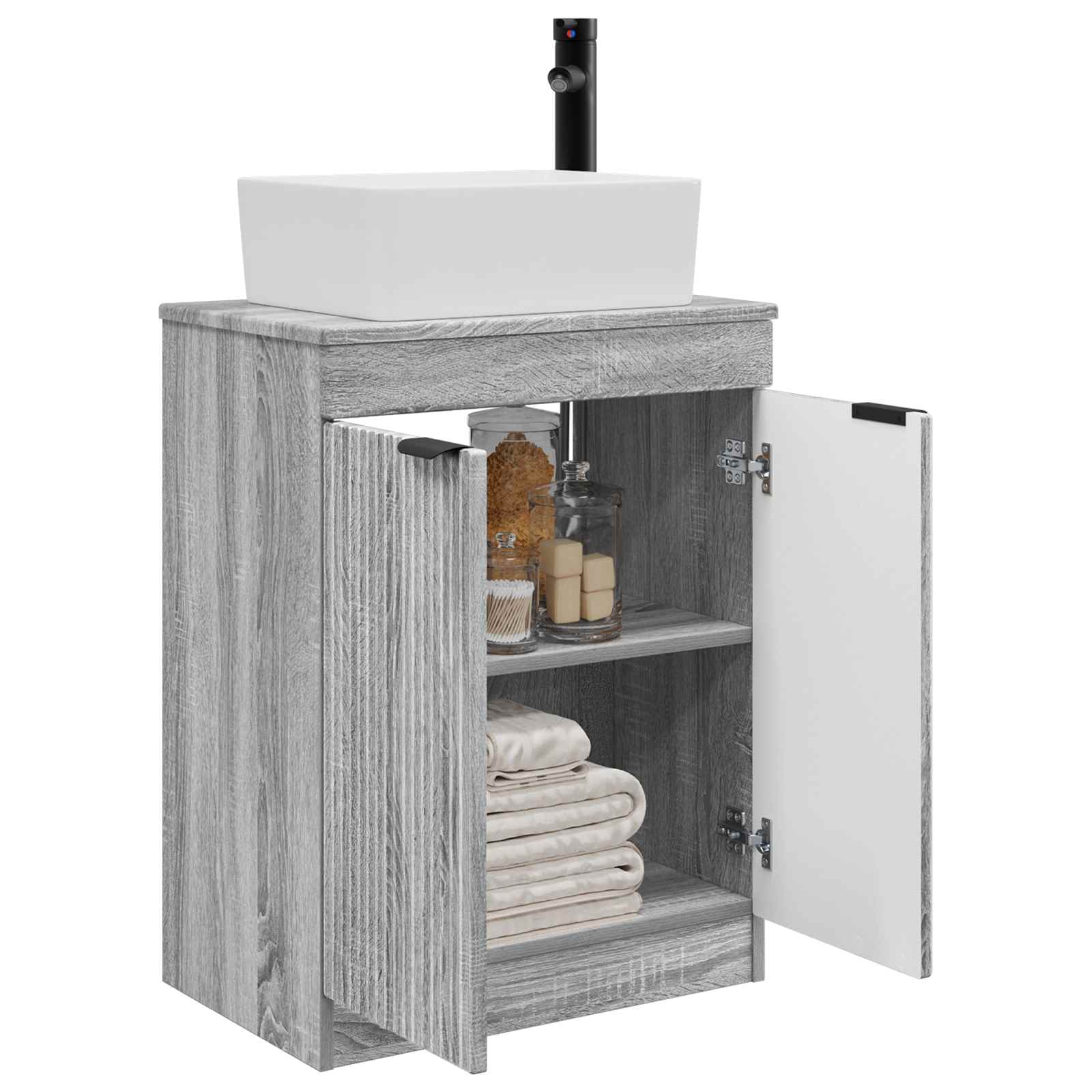 Καθρέφτης μπάνιου με νιπτήρα Γκρι Sonoma 54 x 35 x 83 εκ - Pakobazaar