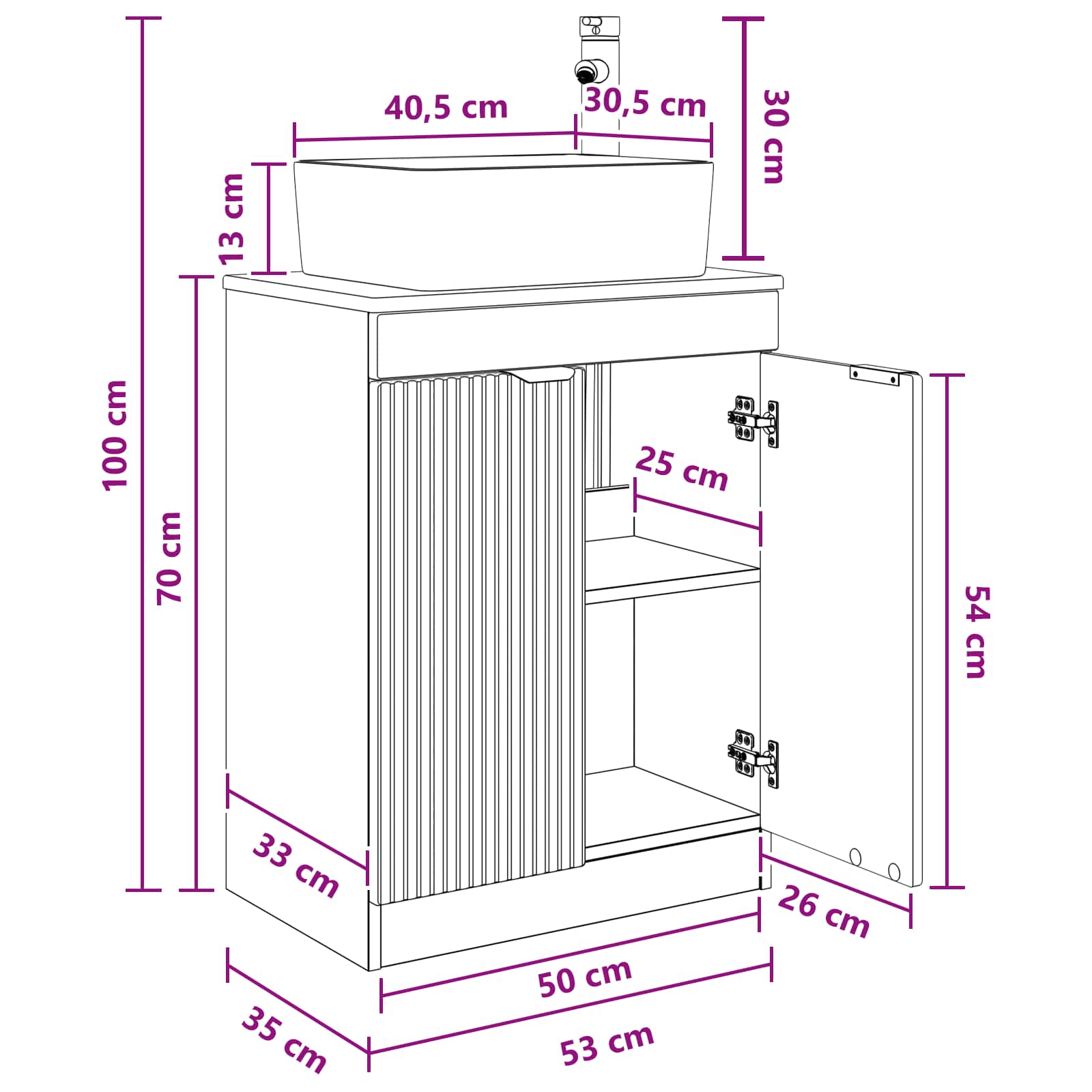 Καθρέφτης μπάνιου με νιπτήρα Γκρι Sonoma 54 x 35 x 83 εκ - Pakobazaar