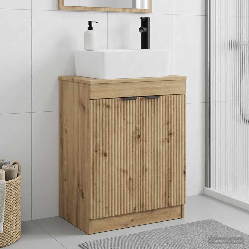 Καθρέφτης μπάνιου με νιπτήρα Artisan Δρυς 54 x 35 x 83 εκ - Pakobazaar