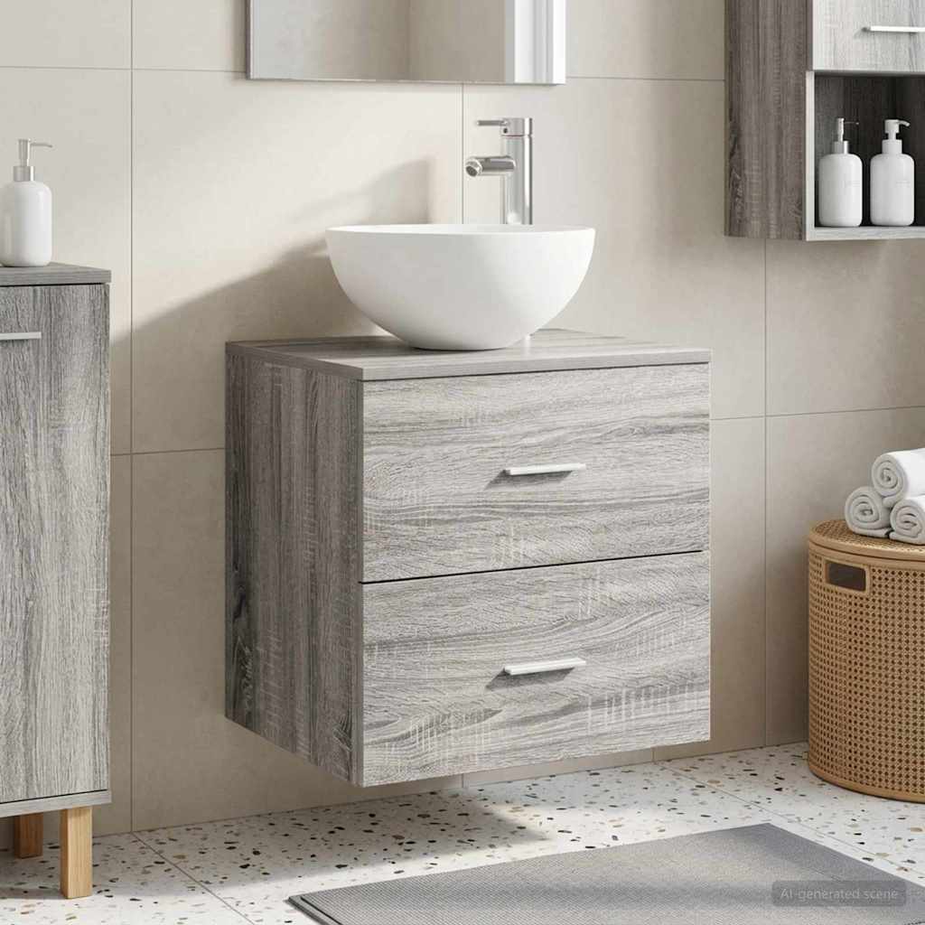 Τοίχου Νιπτήρας Βανίτα Γκρι Sonoma 49,5 x 35 x 63 εκ - Pakobazaar