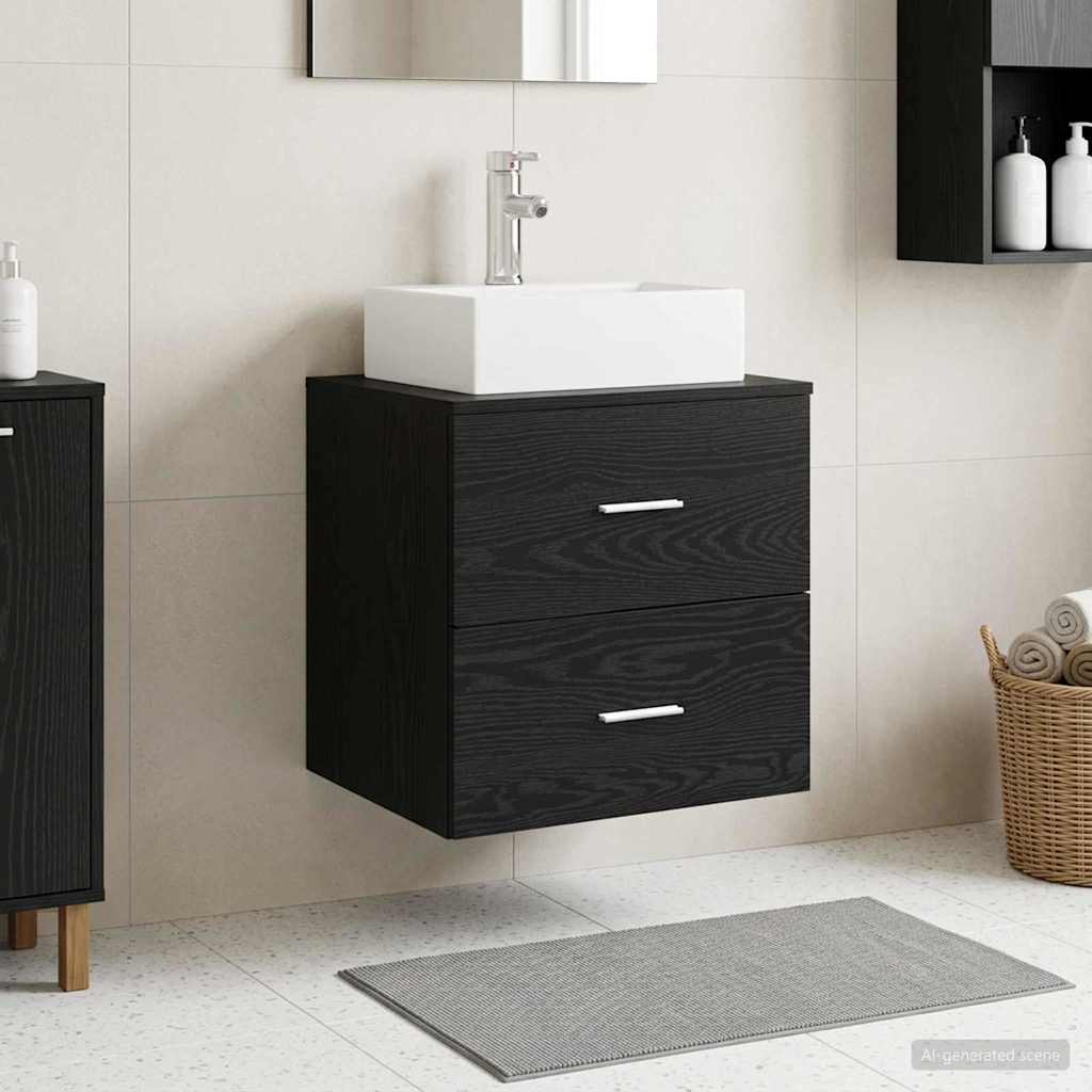 Επιτοίχια Λεκάνη Έπιπλο Μαύρη Δρυς 49,5 x 41 x 62,5 εκ - Pakobazaar
