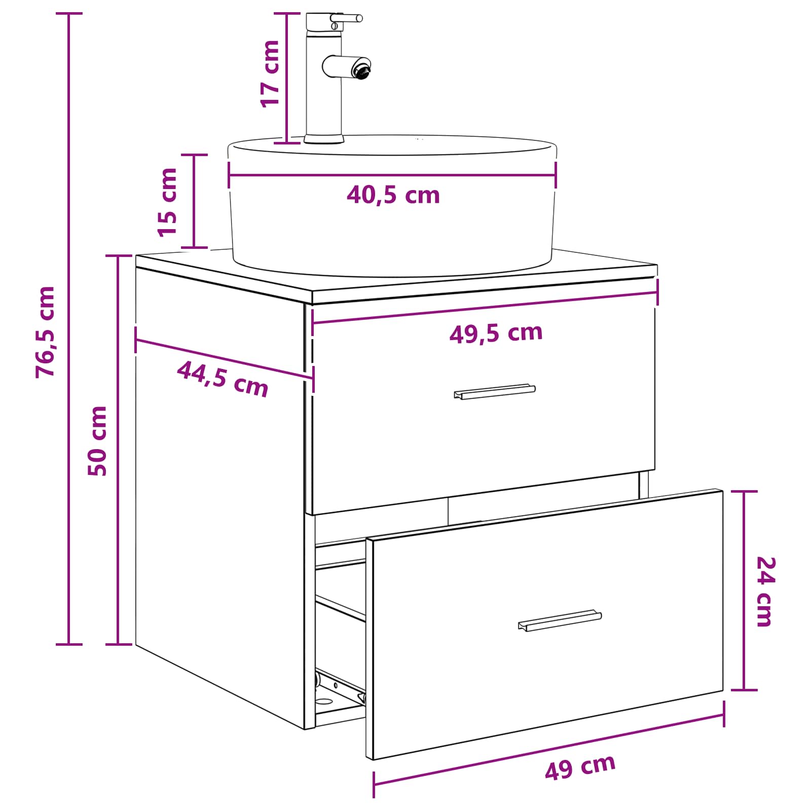 Επιτοίχια Λεκάνη Έπιπλο Λευκό 49,5 x 44,5 x 65 εκ - Pakobazaar