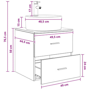 Επιτοίχια Λεκάνη Έπιπλο Μαύρη Δρυς 49,5 x 44,5 x 65 εκ - Pakobazaar