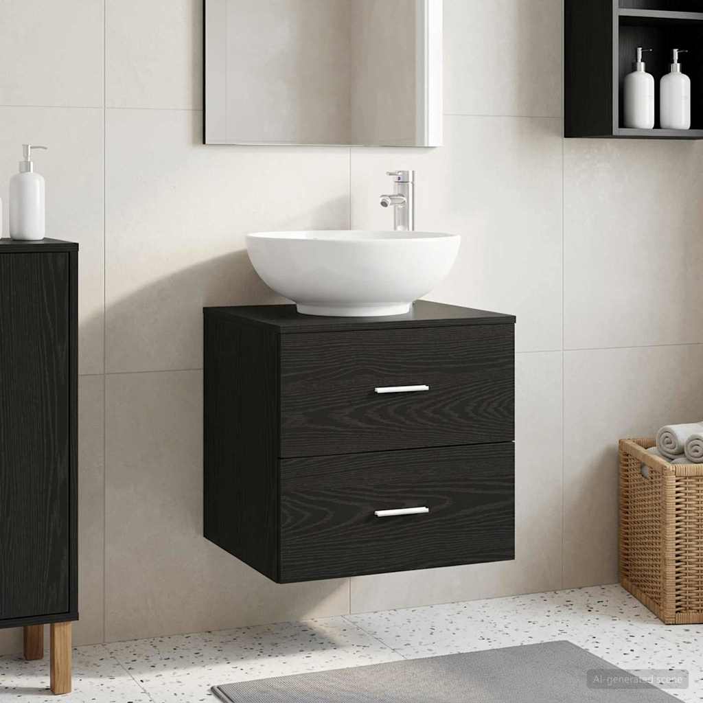 Επιτοίχια Λεκάνη Έπιπλο Μαύρη Δρυς 49,5 x 44,5 x 66,5 εκ. - Pakobazaar
