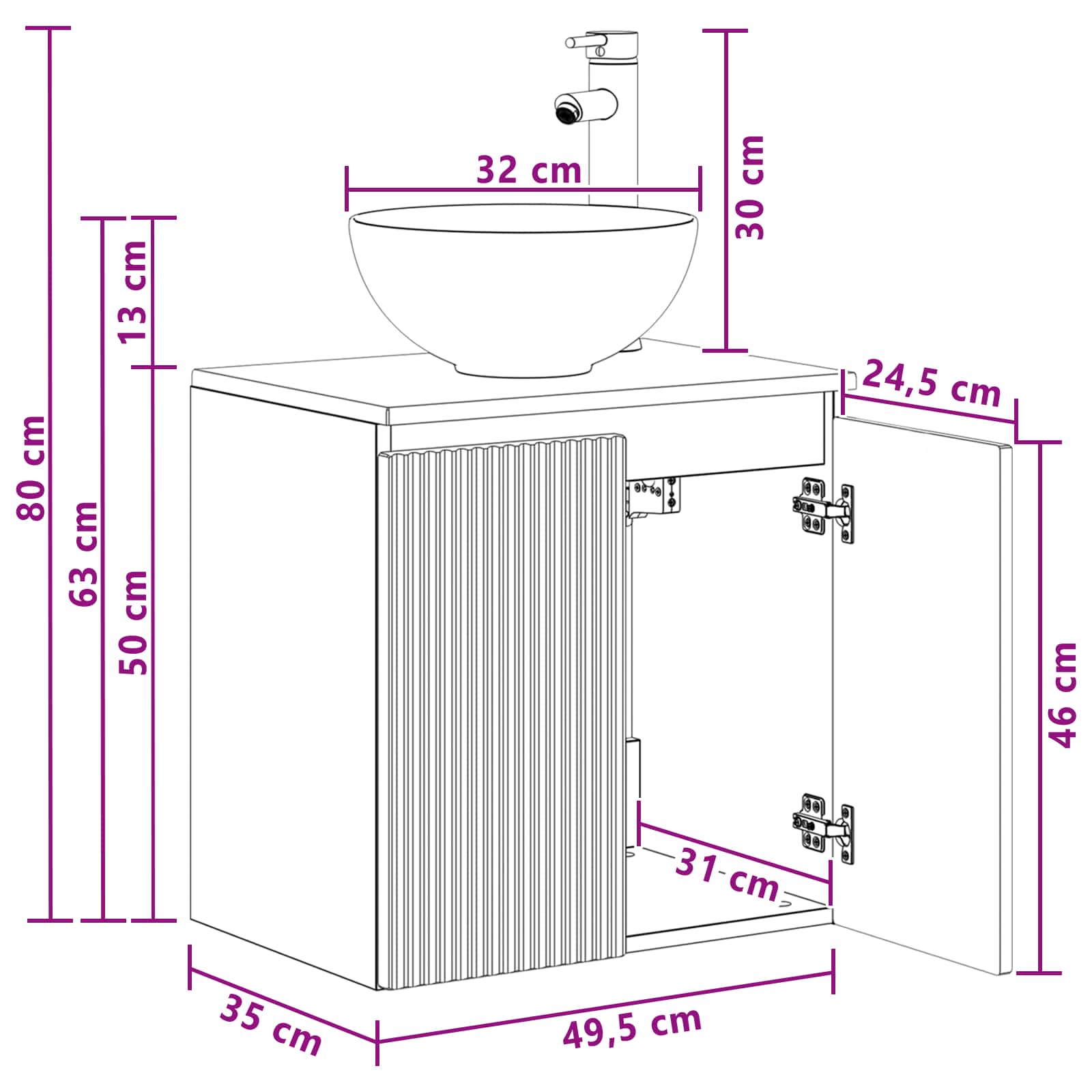 Επιτοίχια Λεκάνη Έπιπλο Sonoma Δρυς 49,5 x 35 x 63 εκ - Pakobazaar