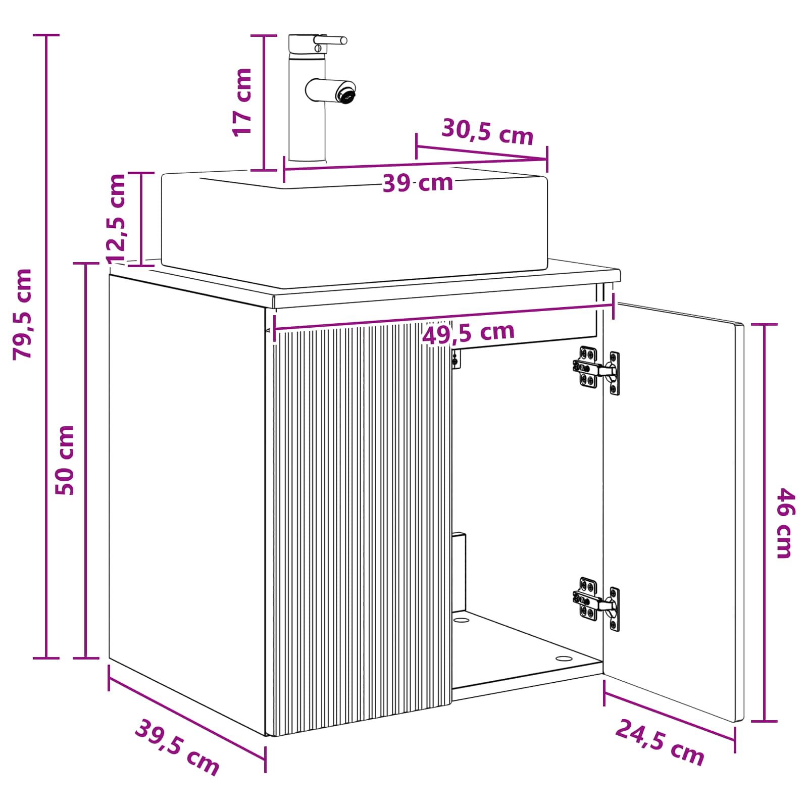 Επιτοίχια Λεκάνη Έπιπλο Sonoma Δρυς 49,5 x 41 x 62,5 εκ - Pakobazaar