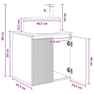 Επιτοίχιος νιπτήρας βανίλιας Μαύρο 49,5 x 44,5 x 65,5 εκ - Pakobazaar