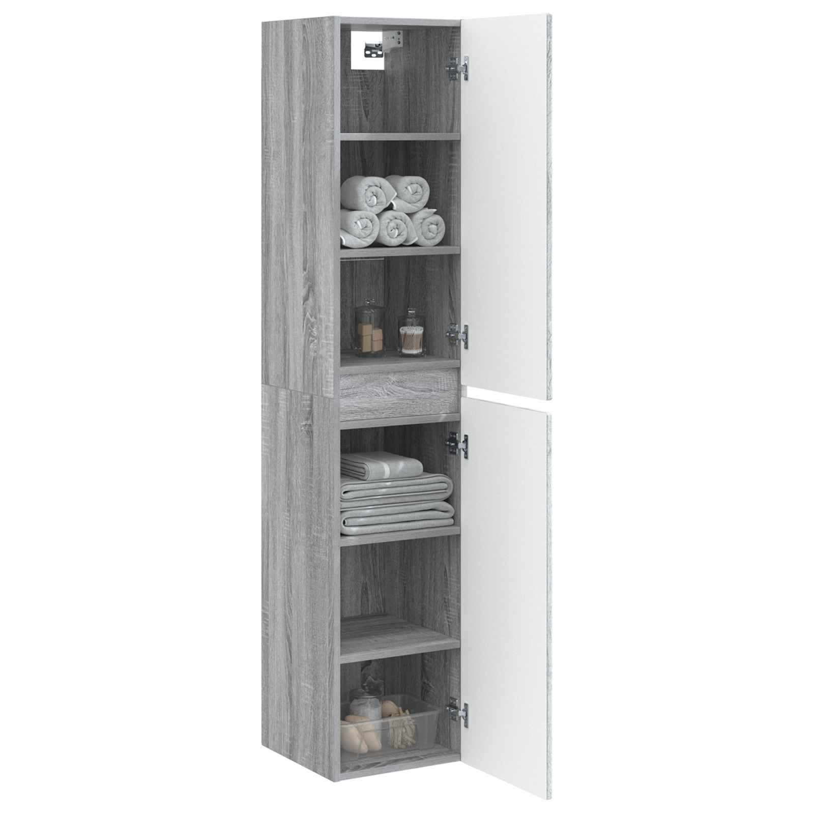 Τοίχου Ντουλάπα Μπάνιου Γκρι Sonoma 33 x 34,5 x 160 εκ - Pakobazaar