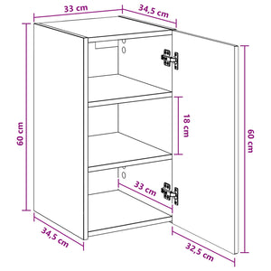 Τοίχου Ντουλάπα Μπάνιου Λευκό 33 x 34,5 x 60 εκ - Pakobazaar