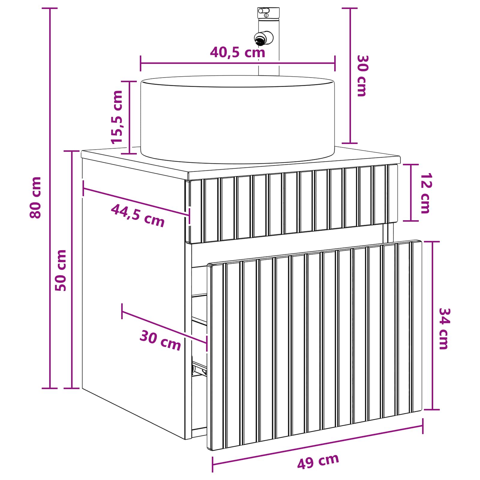 Επιτοίχιος νιπτήρας βανίλιας Λευκό 49 x 44,5 x 65,5 εκ - Pakobazaar