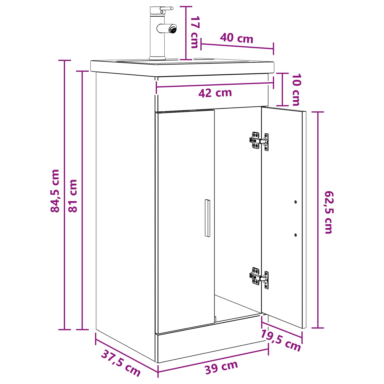 Καθρέφτης μπάνιου με νιπτήρα Sonoma Δρυς 42 x 40 x 84,5 εκ - Pakobazaar