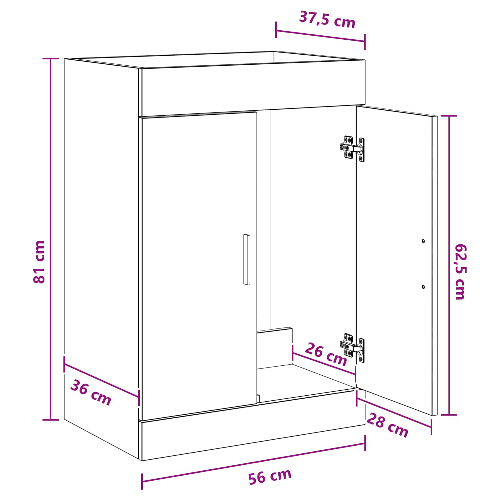 Ντουλάπι Κάτω από τον Νιπτήρα Γκρι Sonoma 56 x 37,5 x 81 εκ - Pakobazaar