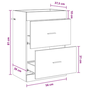 Ντουλάπι Κάτω από τον Νιπτήρα Γκρι Sonoma 56 x 37,5 x 81 εκ - Pakobazaar