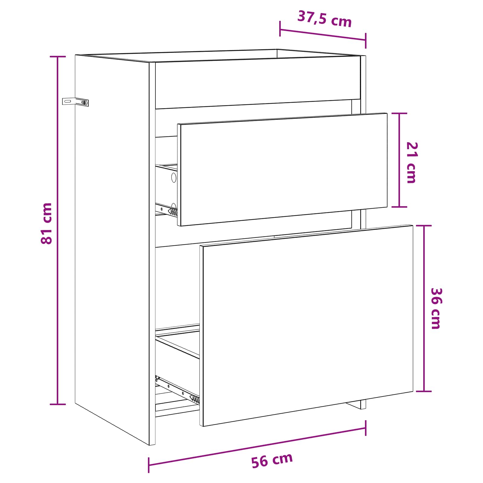 Ντουλάπι Κάτω από τον Νιπτήρα Μαύρη Δρυς 56 x 37,5 x 81 εκ - Pakobazaar