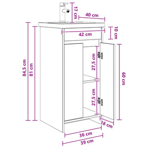 Καθρέφτης μπάνιου με νιπτήρα Sonoma Δρυς 42 x 40 x 84,5 εκ - Pakobazaar