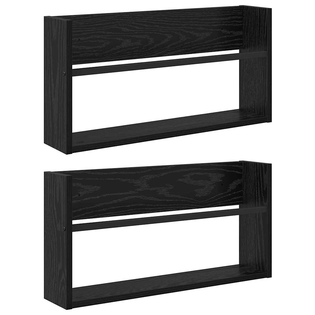 Ράφι Περιοδικών με ράφι 2 pcs Μαύρη Οξυά 60 x 12 x 30 εκ