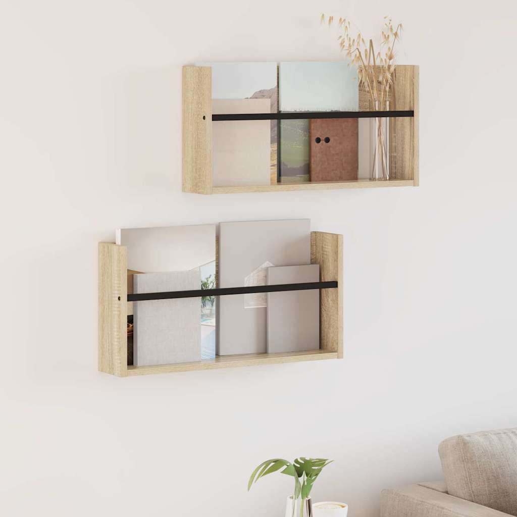 Ράφι Περιοδικών με ράφι 2 pcs Δρύς Sonoma 60 x 12 x 30 εκ - Pakobazaar