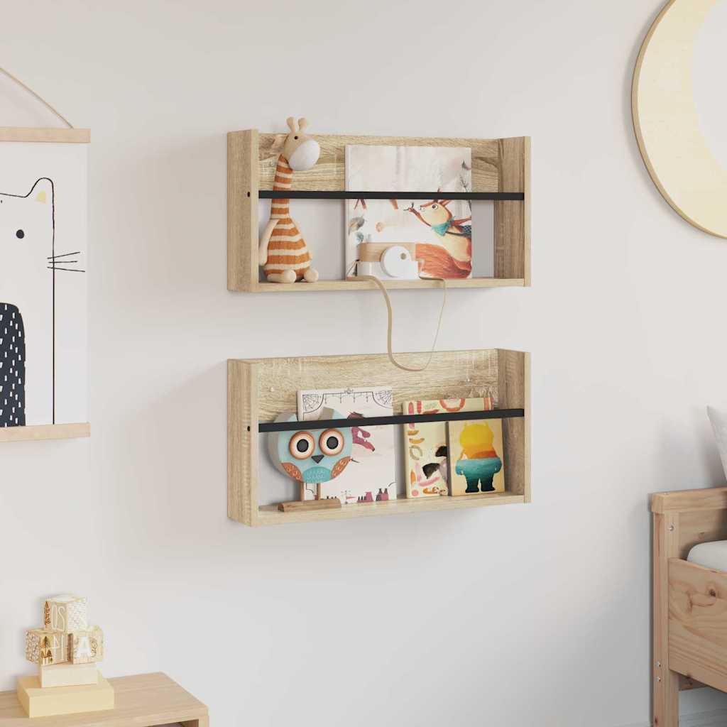 Ράφι Περιοδικών με ράφι 2 pcs Δρύς Sonoma 60 x 12 x 30 εκ - Pakobazaar