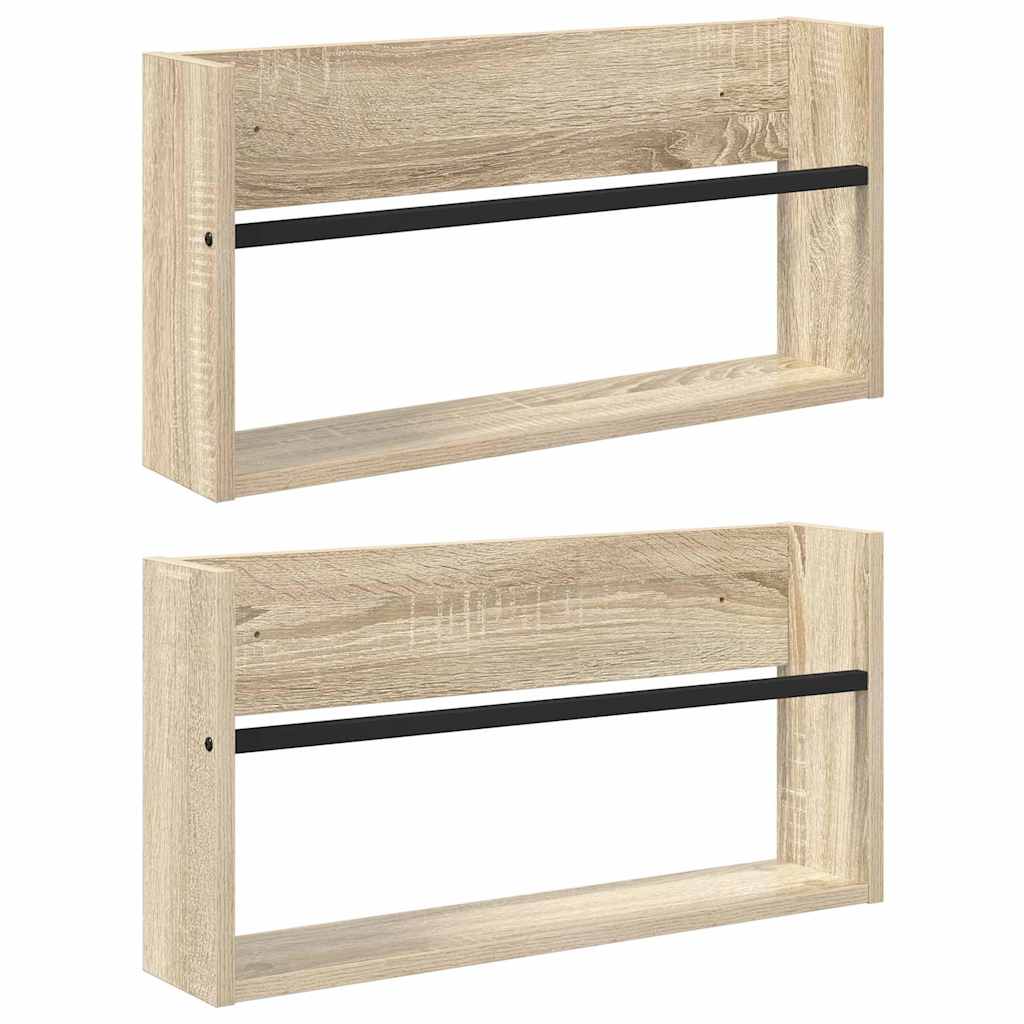 Ράφι Περιοδικών με ράφι 2 pcs Δρύς Sonoma 60 x 12 x 30 εκ - Pakobazaar