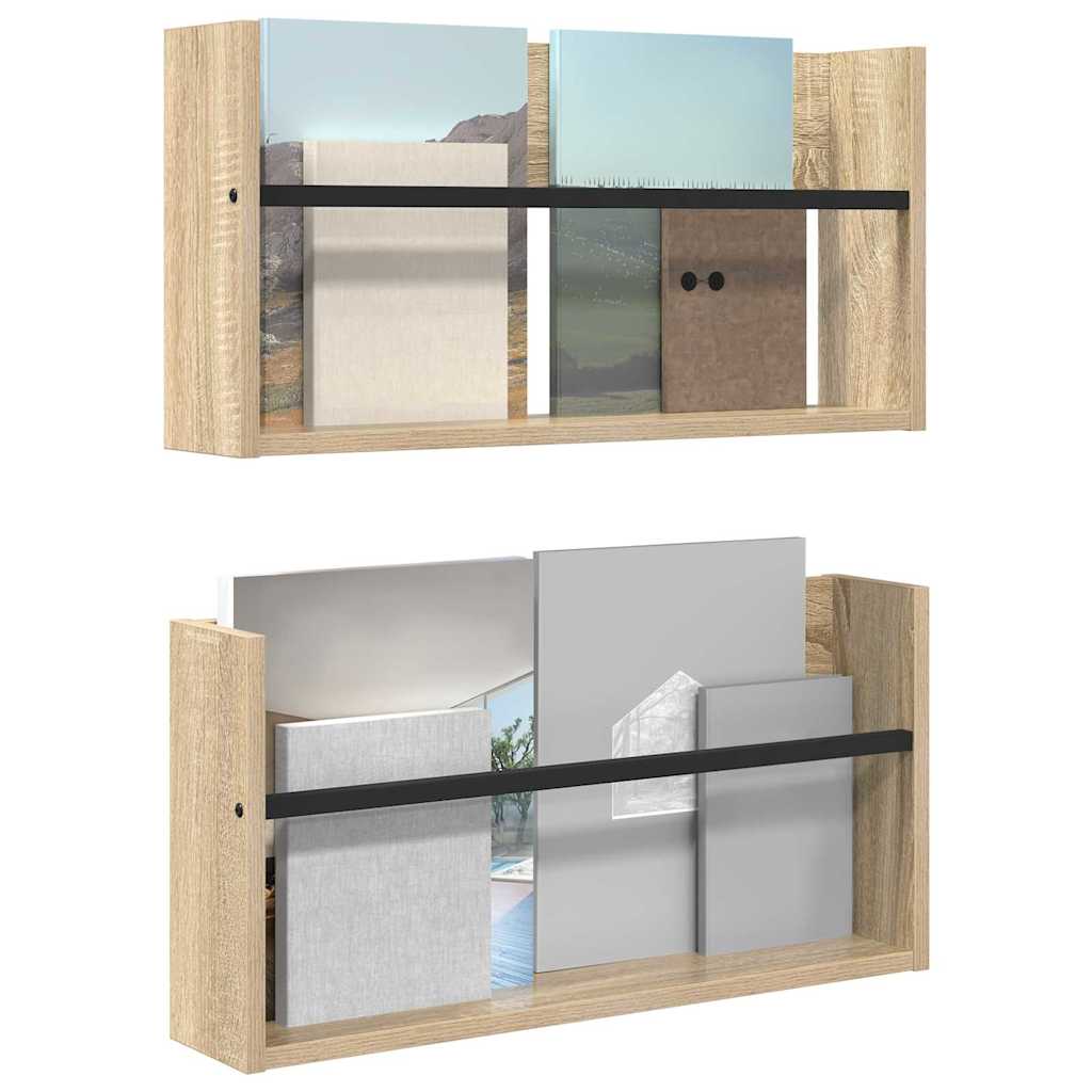 Ράφι Περιοδικών με ράφι 2 pcs Δρύς Sonoma 60 x 12 x 30 εκ - Pakobazaar